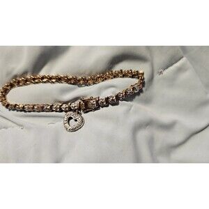 Vintage Sterling Silver Vermeil and Diamond Chip Tennis Bracelet Gold color